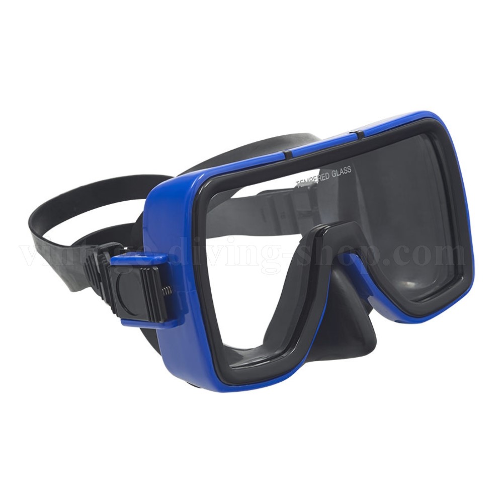 Professional Einglas Taucher-Maske Scuba Taucherbrille mit blauem Rahmen NEU